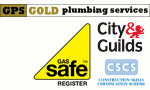 Gold plumbing services logo and certification